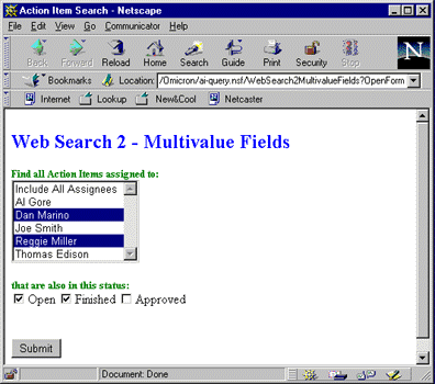 Web Search 2 - Multivalue Fields form on the Web