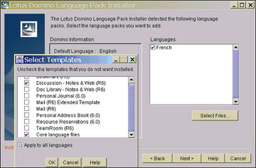 Select Templates dialog box