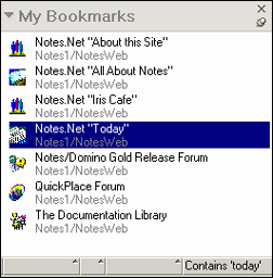 Finding a bookmark containing "today"