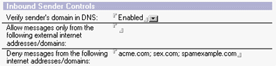 Inbound Sender Controls