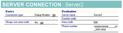 A Server Connection document with electronic voice responses