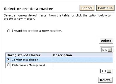 Select or create a master