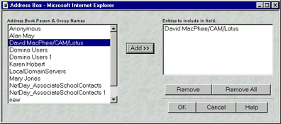 Address Box dialog in IE4