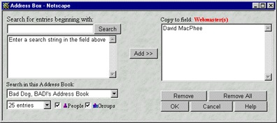 Address Box dialog in Netscape