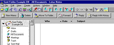 The Navigator pane with no Sent view