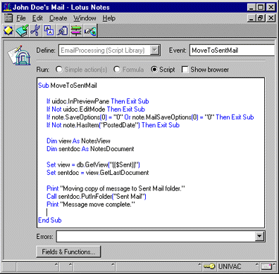 The sub procedure MoveToSentMail