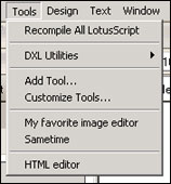 Tools menu
