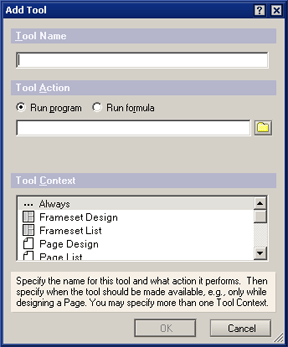 Add Tool dialog box