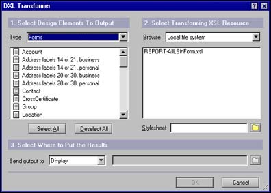 Transformer dialog box
