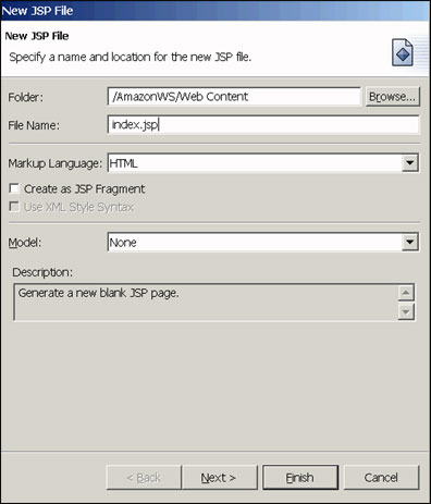 New JSP File dialog box