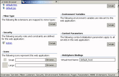 Web Deployment Descriptor - Security tab