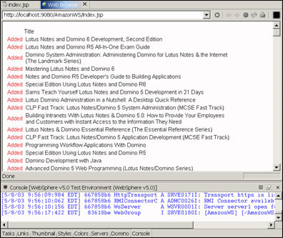 Index.jsp displayed in Web browser