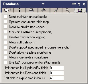 Database Properties box - Advanced tab