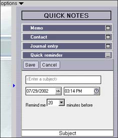 Quick Notes dialog
