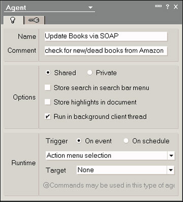 Agent Properties box