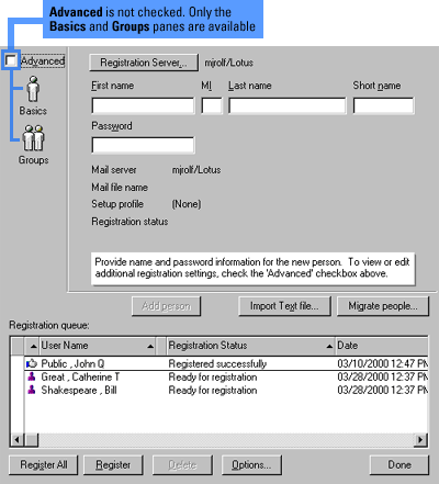Registration queue