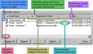 Sort registration information