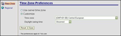 Time Zone Preferences