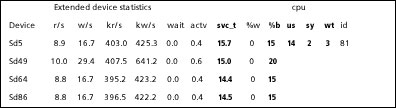 results of iostat -cx 300 1