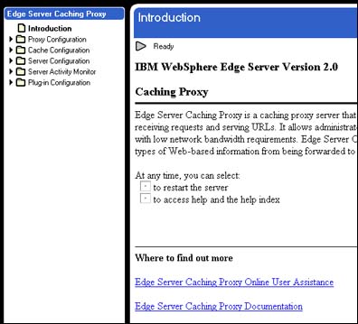 Edge Server administration screen