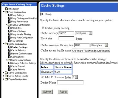 Cache Settings