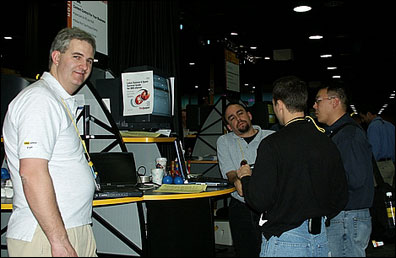 Ben Langhinrichs and Marc Ramos demo their respective products.