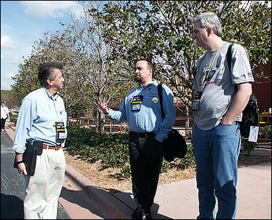 Business partners Mark Dahlen, Mark Ramos, and Ben Langhinrichs wait for lunch.