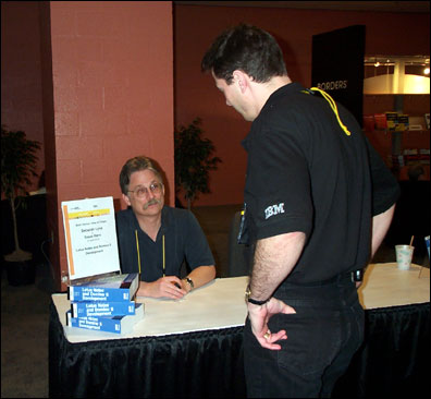Steve Kern signs his books.