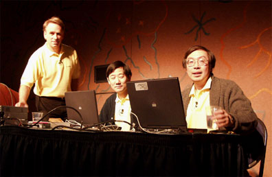 Gary Devendorf, Merrill Kashiwabara, and Wai Ki Yip get ready for their Advanced Techniques in LotusScript session.