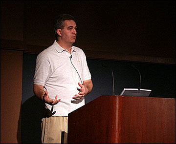 Ben Langhinrichs giving his presentation on rich text.