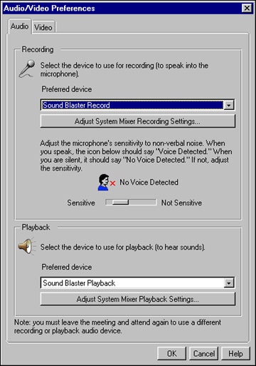 Audio/Video Preferences dialog box