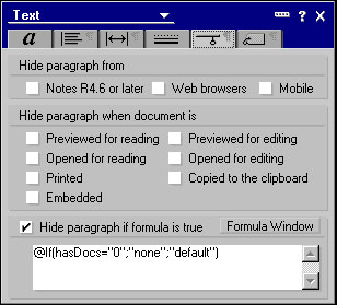 Text Properties - Hide Paragraph When formula