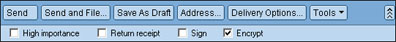 Delivery options on New Memo action bar