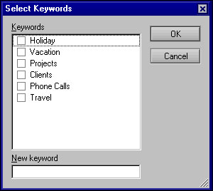 Select Keywords menu