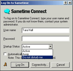 Sametime Connect Log On