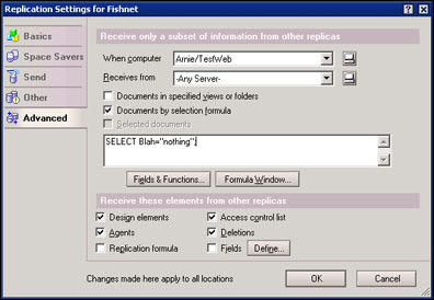 Replication Settings dialog box