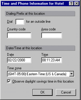 Time and Phone Information for Hotel