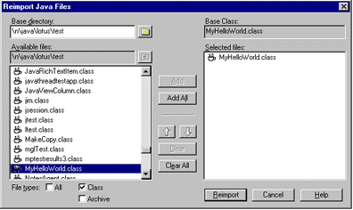 Reimport Java Files dialog