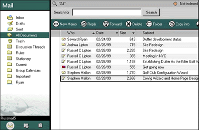 Notes mail interface