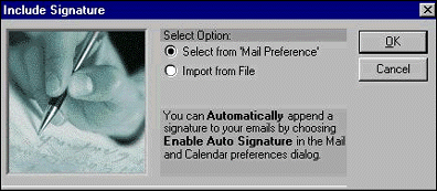 Include Signature dialog