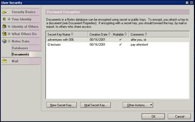 User Security - Documents dialog box