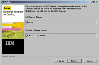 Specifying the LEI server name
