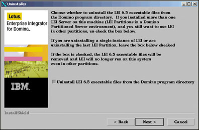 Uninstallation wizard