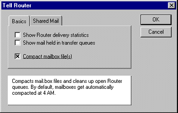 Tell Router dialog box