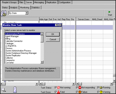 Monitor New Task dialog box