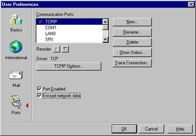 The User Preferences dialog box