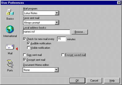 User Preferences dialog box