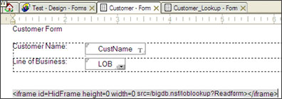 Input form with iframe