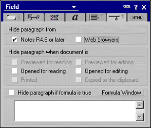 Field hide properties
