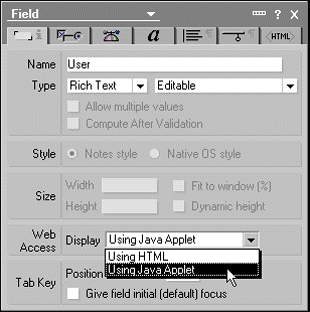 Field Web access properties